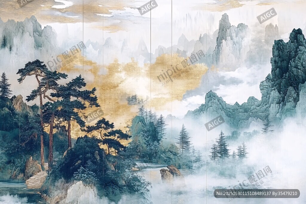 水墨山水間的詩意自然景