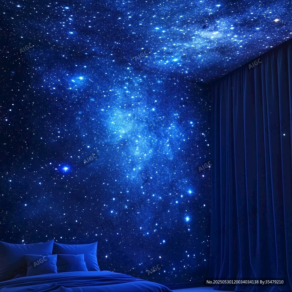 夢幻星空臥室背景墻
