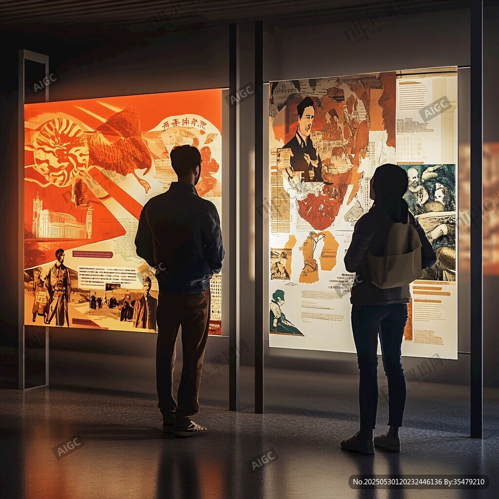 觀展中的男女