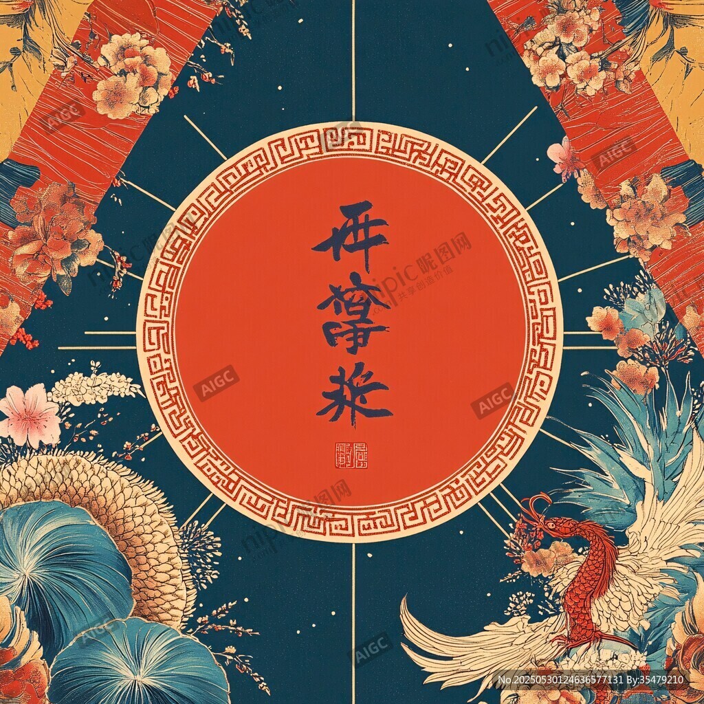 中式祥瑞賀圖