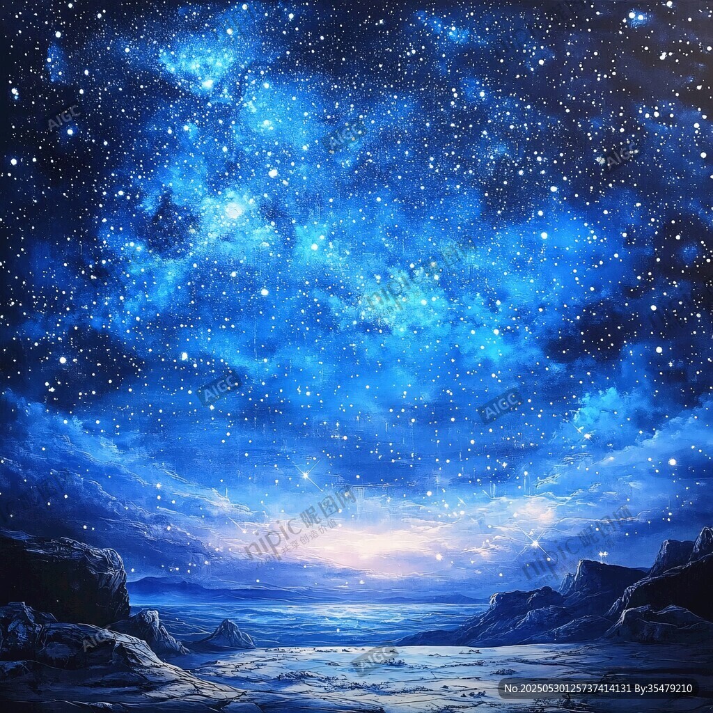 夢幻星空下的靜謐山海