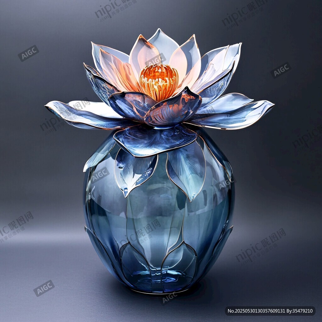 夢幻琉璃蓮花花瓶擺件