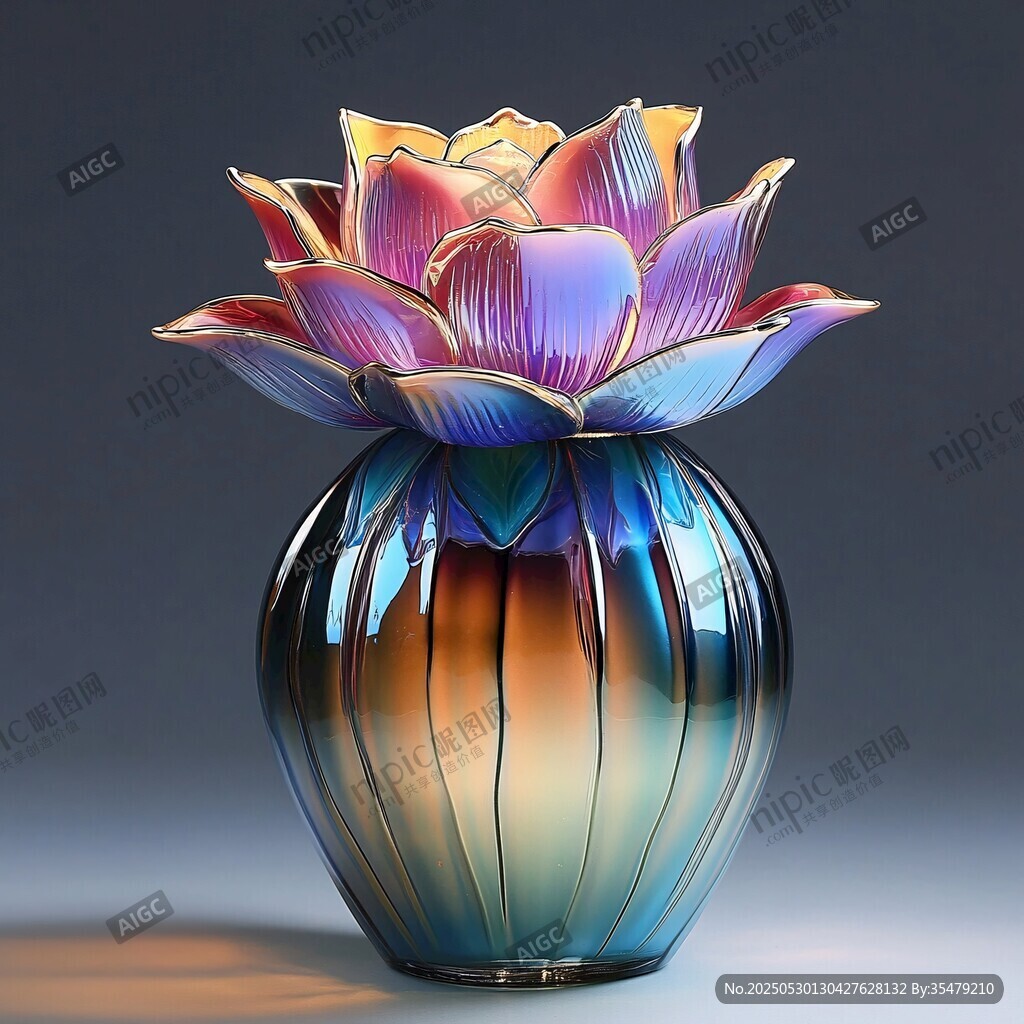 多彩蓮花花瓶藝術(shù)擺件