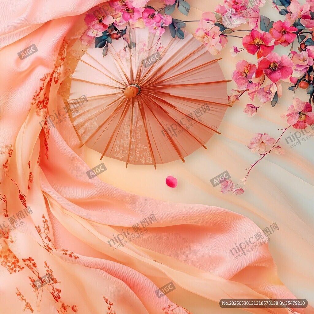 古風(fēng)傘綢花唯美場(chǎng)景