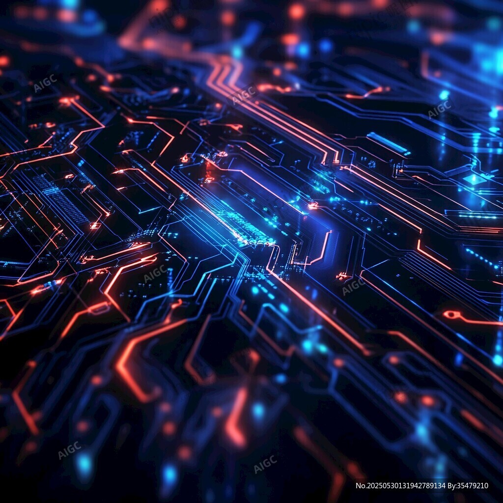 科技感電路板的炫酷光影