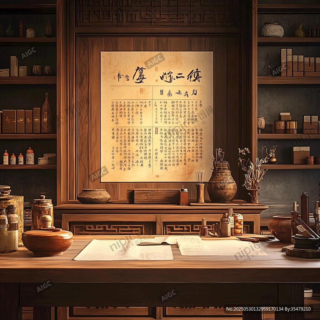 中式書房古韻墨香場景