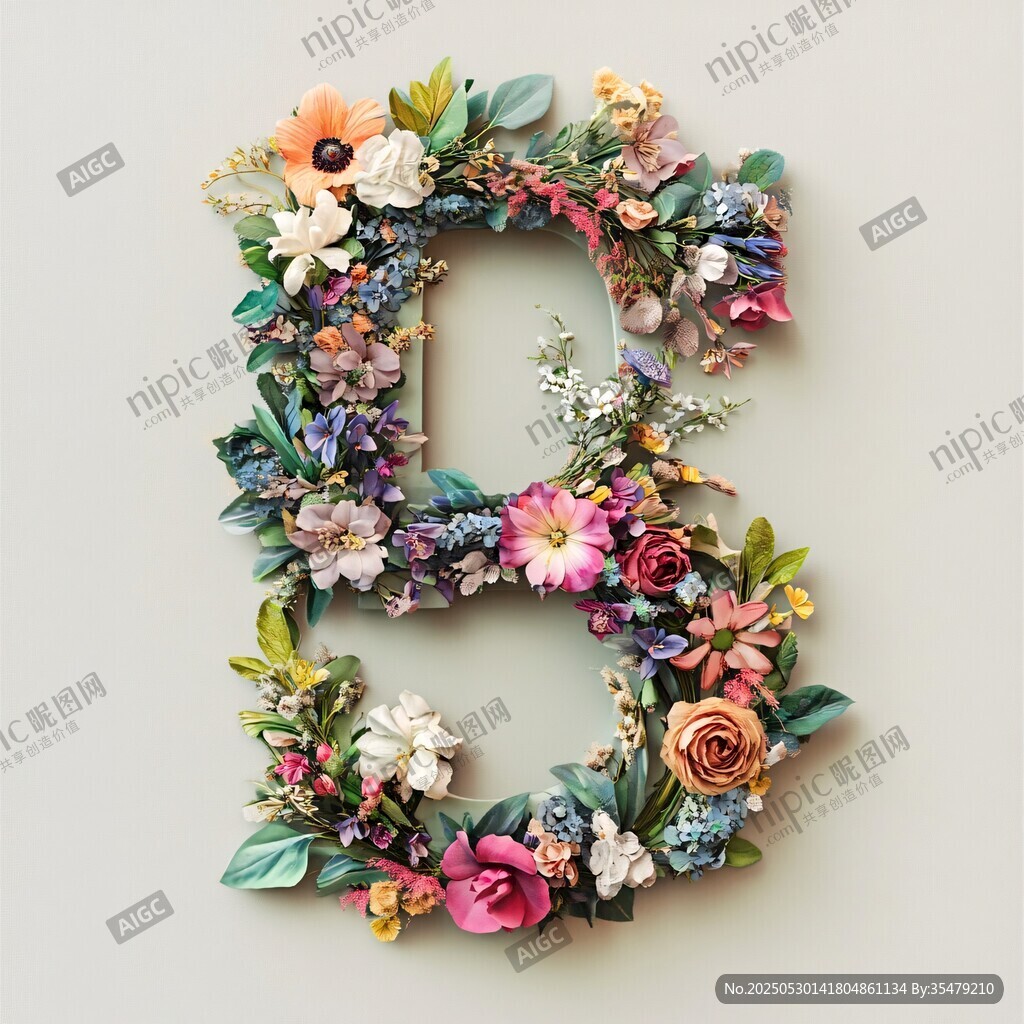 花卉拼成的數(shù)字6