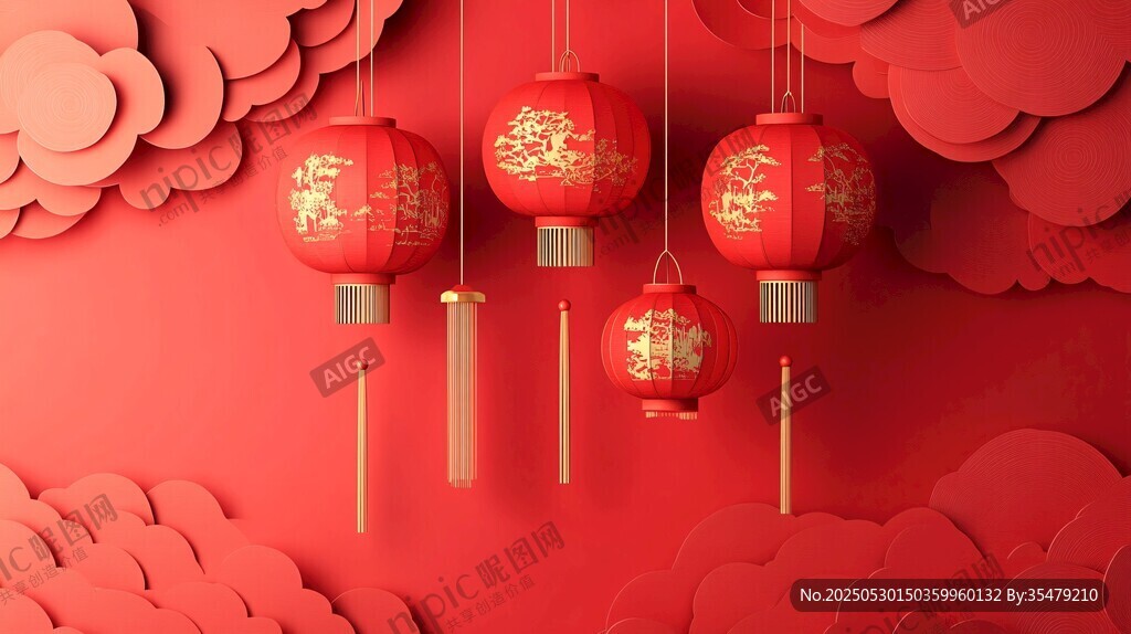 喜慶紅燈籠營造節(jié)日氛圍