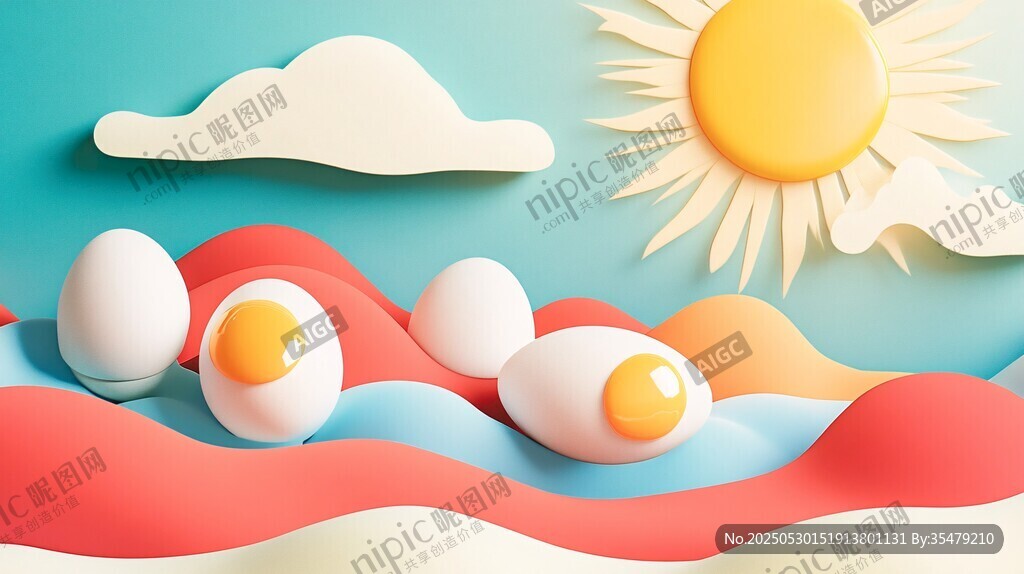 彩泥風(fēng)格的蛋與陽(yáng)光風(fēng)景