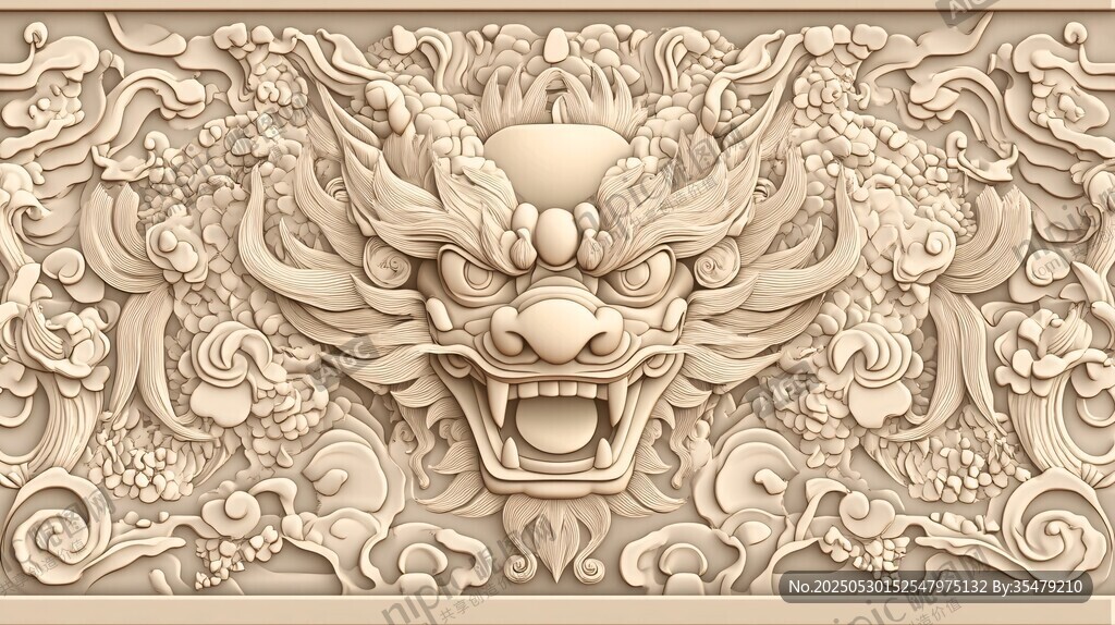中式龍紋浮雕藝術(shù)圖案