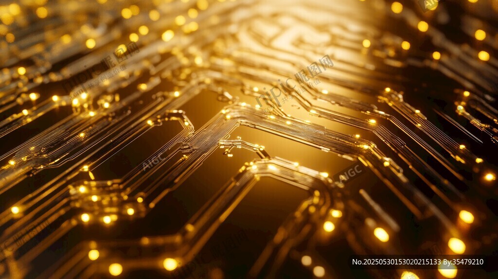 金色璀璨電路板微觀世界