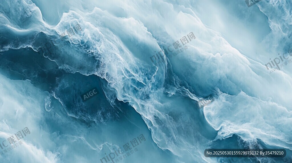 夢幻藍色海浪紋理背景圖