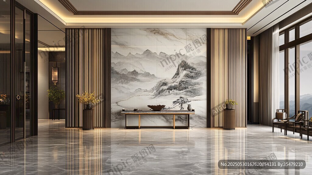 中式大氣奢華大廳室內(nèi)設(shè)計(jì)