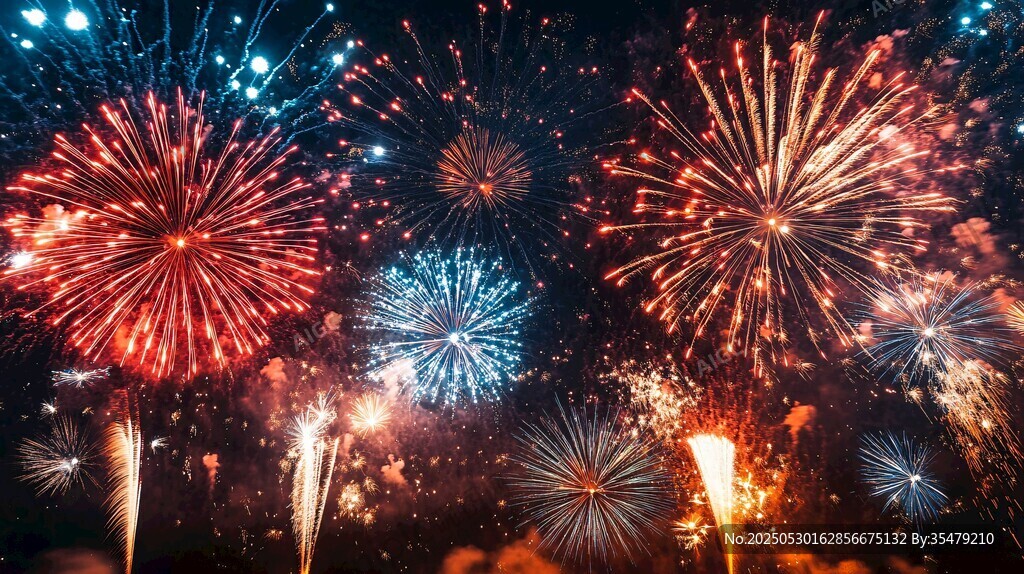 璀璨煙花綻放夜空