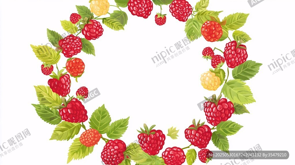 覆盆子花環插畫