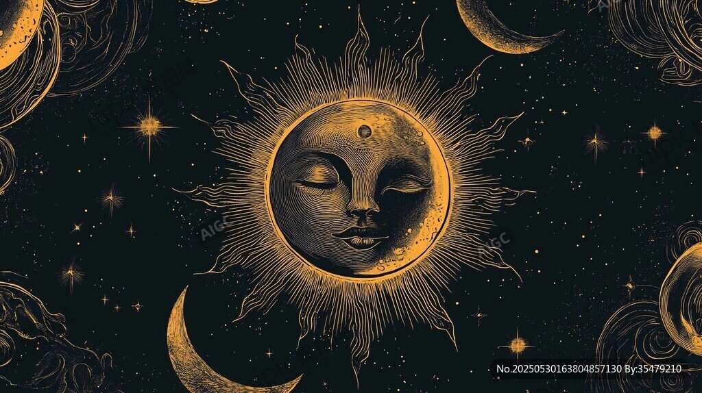 日月同輝神秘星空?qǐng)D案