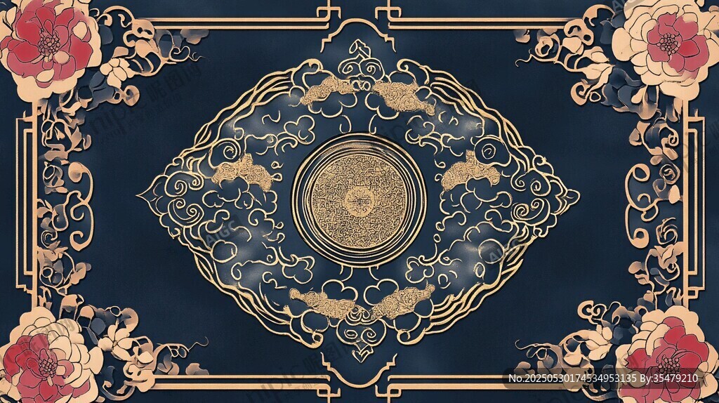 中式古典花紋華麗裝飾圖案