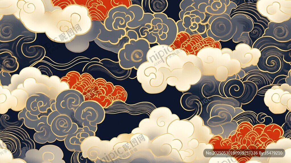 中式云紋圖案 典雅大氣