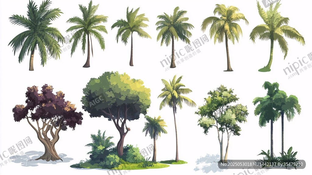 多樣樹木插畫集合