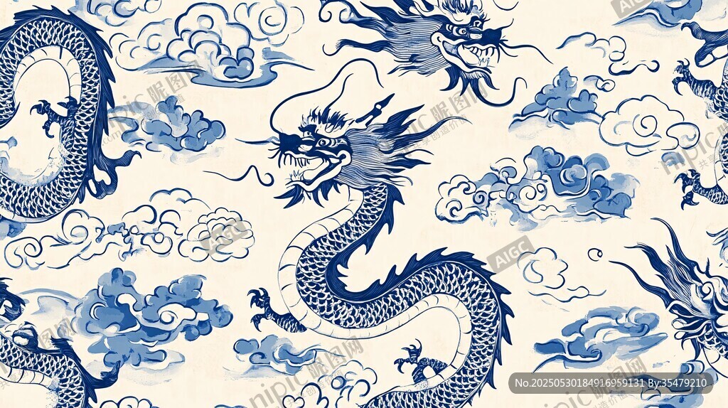 青花云龍紋傳統(tǒng)圖案