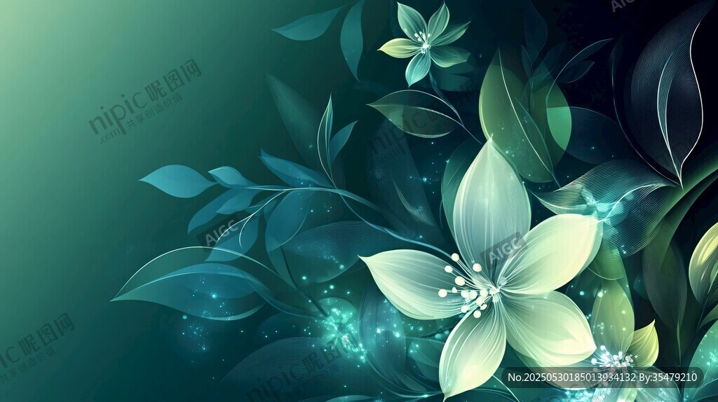夢幻綠調(diào)花卉背景圖