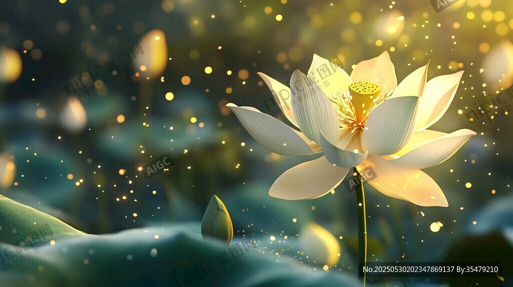 夢(mèng)幻綻放的金色蓮花
