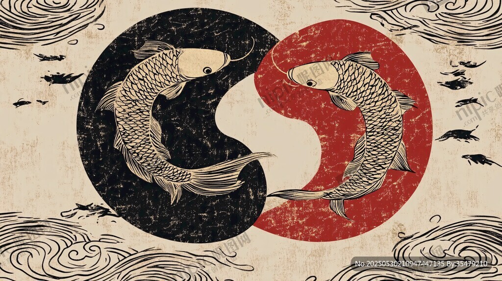陰陽雙魚圖 傳統中式美學