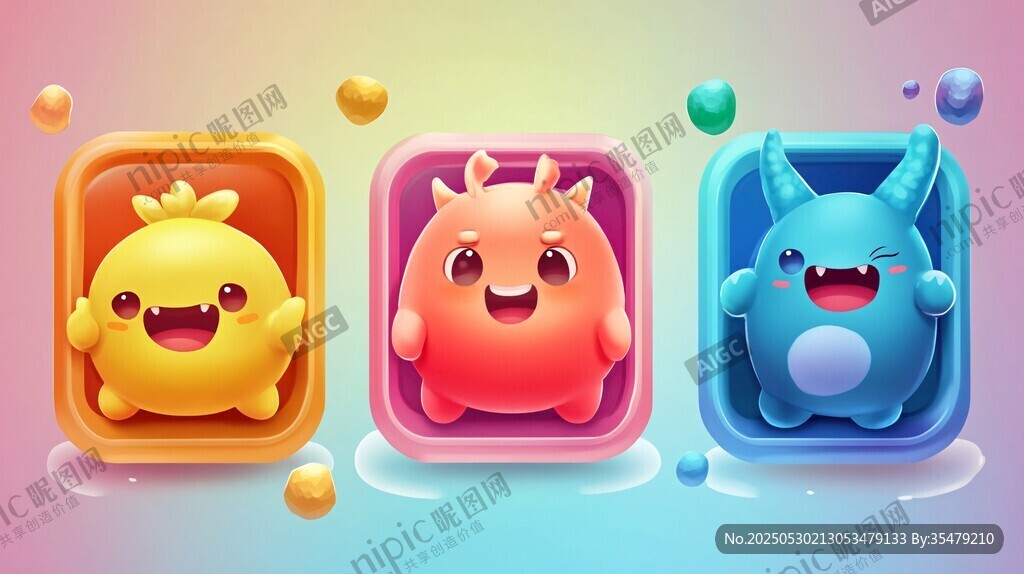 可愛萌趣小怪獸圖標(biāo)集合