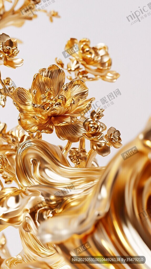 金色繁花雕塑細節之美