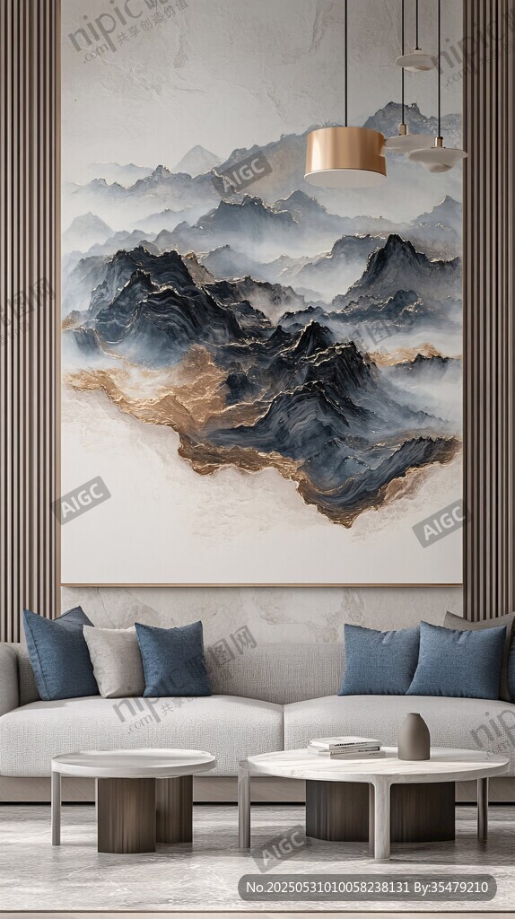 中式山水掛畫裝點(diǎn)雅致客廳