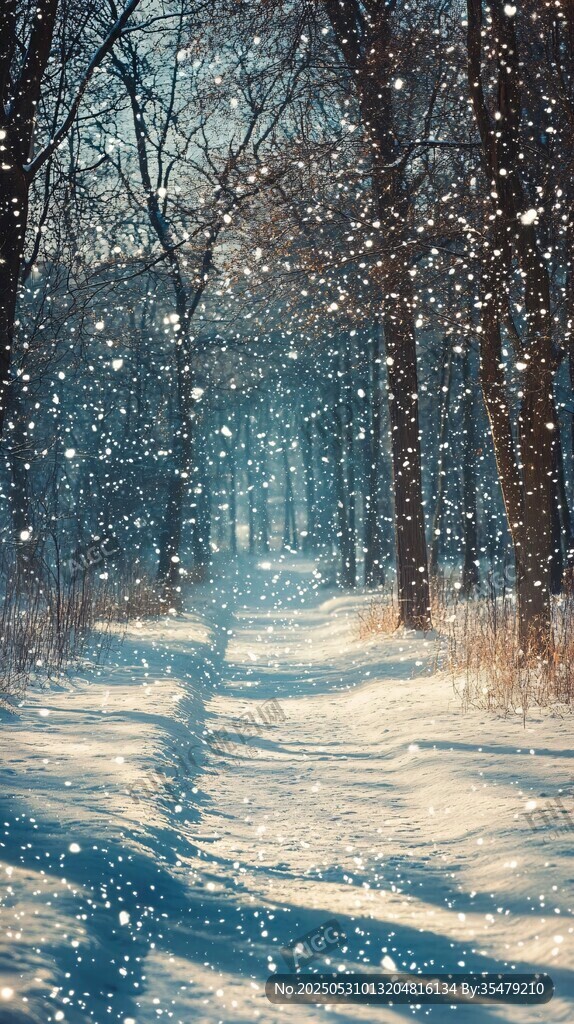 雪覆林間路 靜謐冬日景