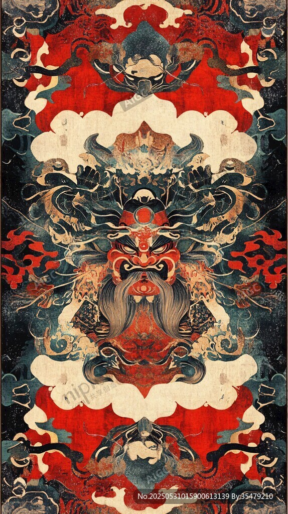 中式古風神獸云紋裝飾畫