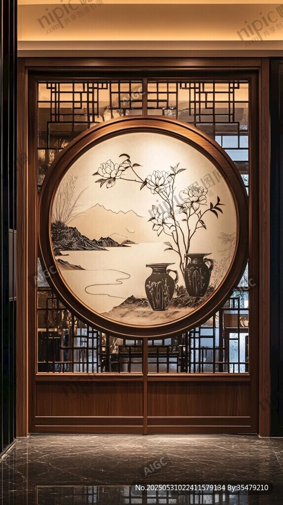 中式古典圓形屏風藝術之美