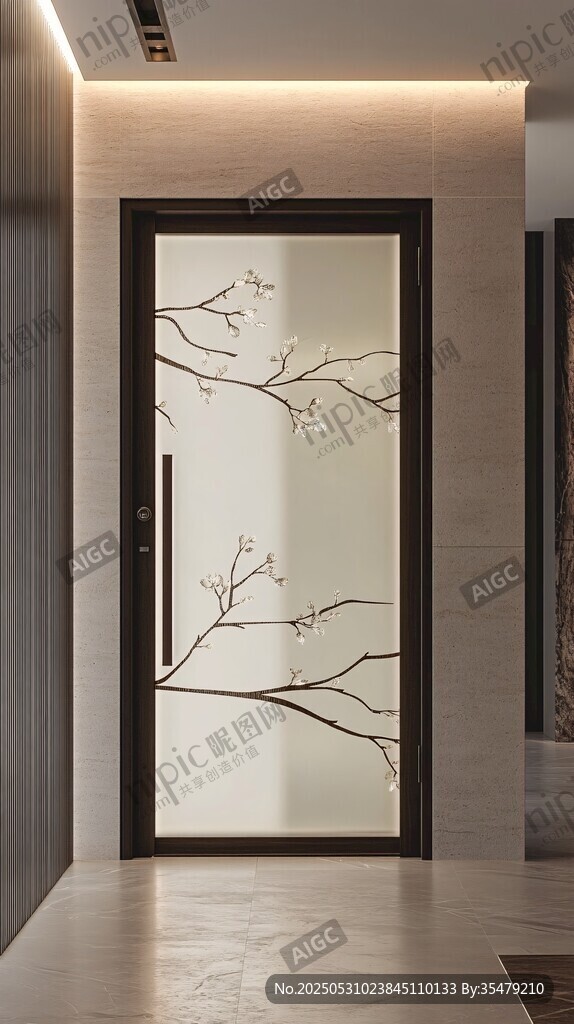 中式簡(jiǎn)約玻璃門(mén)室內(nèi)一角