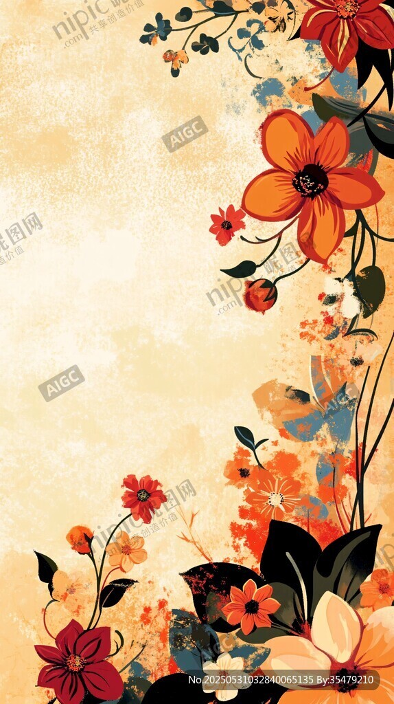 復(fù)古風(fēng)花卉背景圖