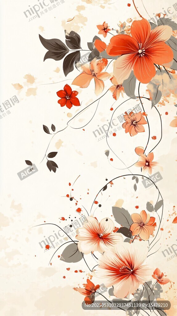 橙色花卉圖案背景設(shè)計