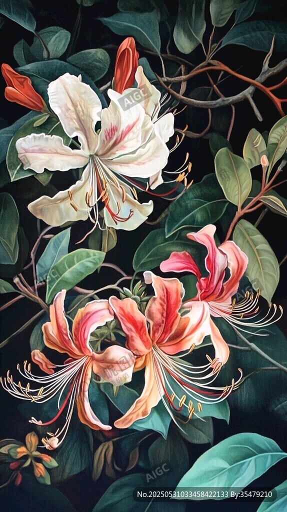 復古風花卉插畫