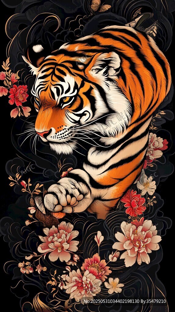 猛虎繁花圖