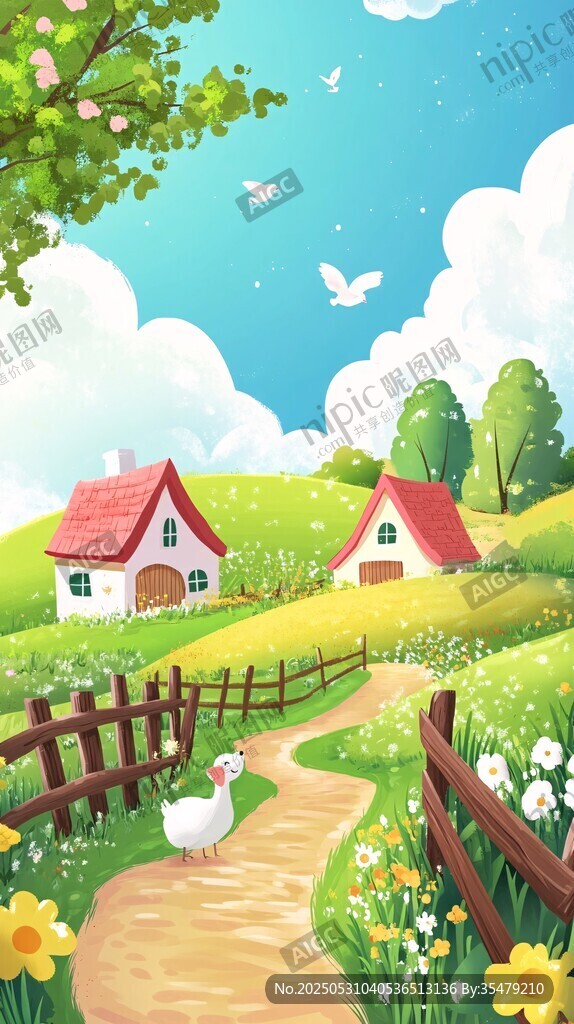 田園風光中的溫馨鄉村小路