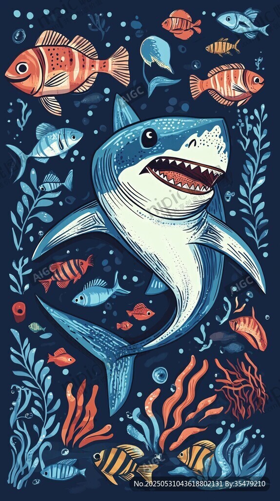 鯊魚暢游的繽紛海底世界