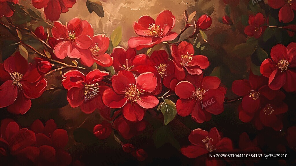艷麗紅花朵朵綻放