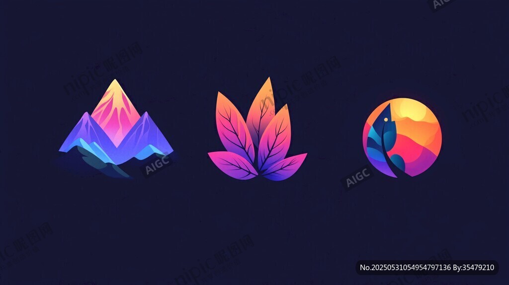多彩抽象自然元素圖標(biāo)