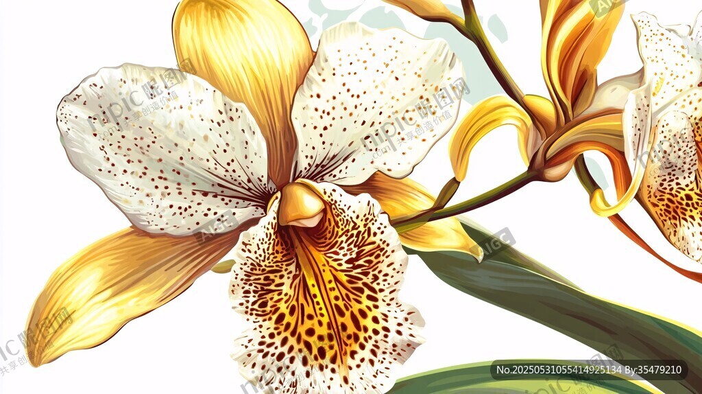 華麗斑點蘭花插畫