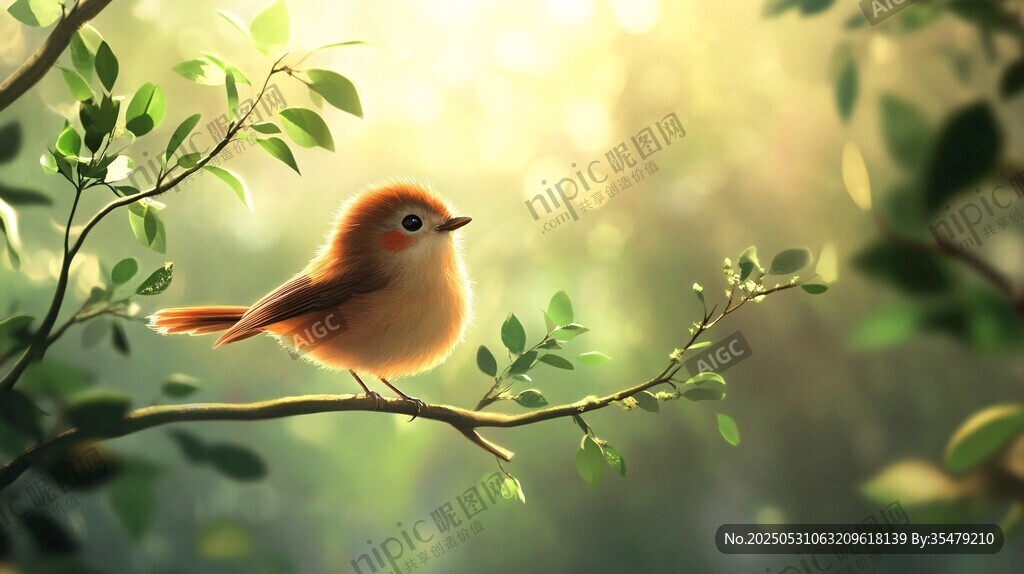枝頭萌鳥 沐浴暖暖晨光