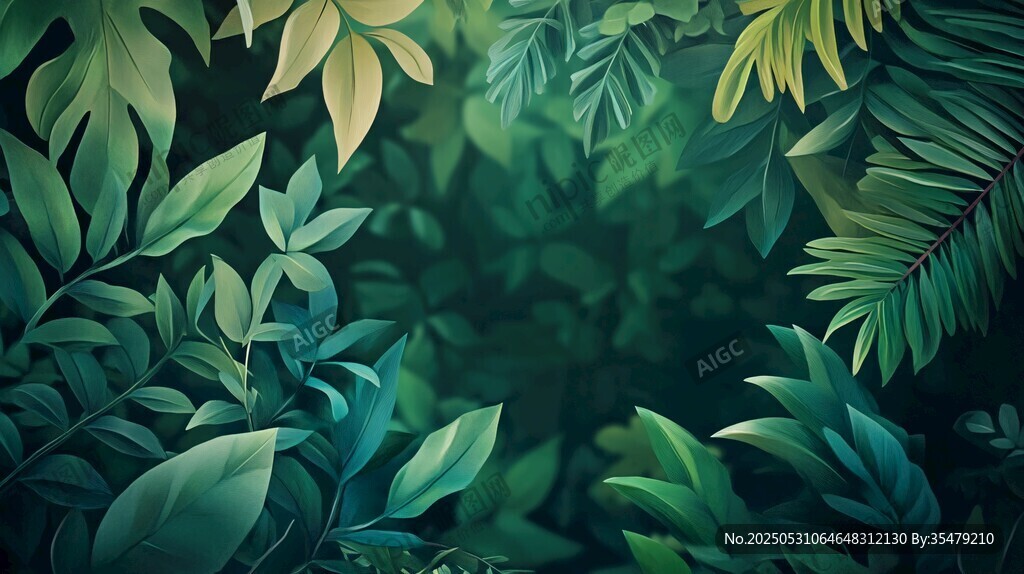 夢幻綠植背景