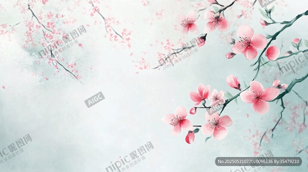 春日粉嫩桃花枝
