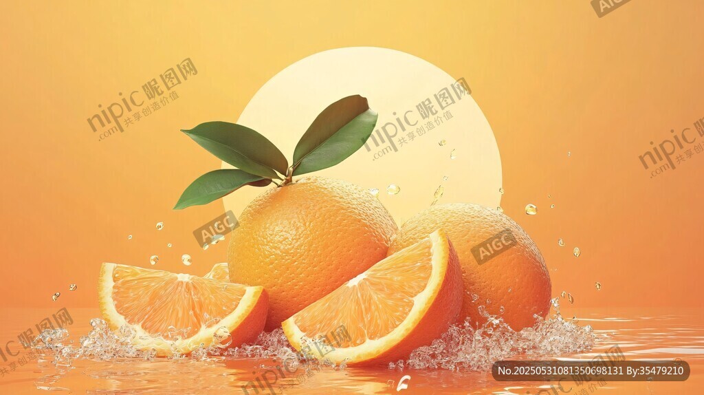 陽(yáng)光下鮮橙水花四濺