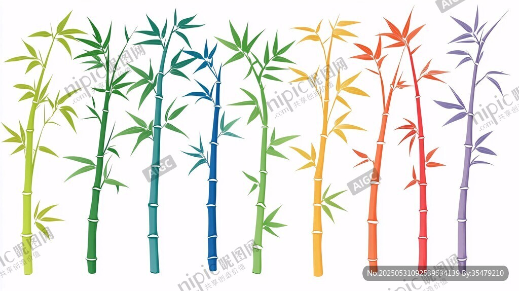 多彩竹子插畫