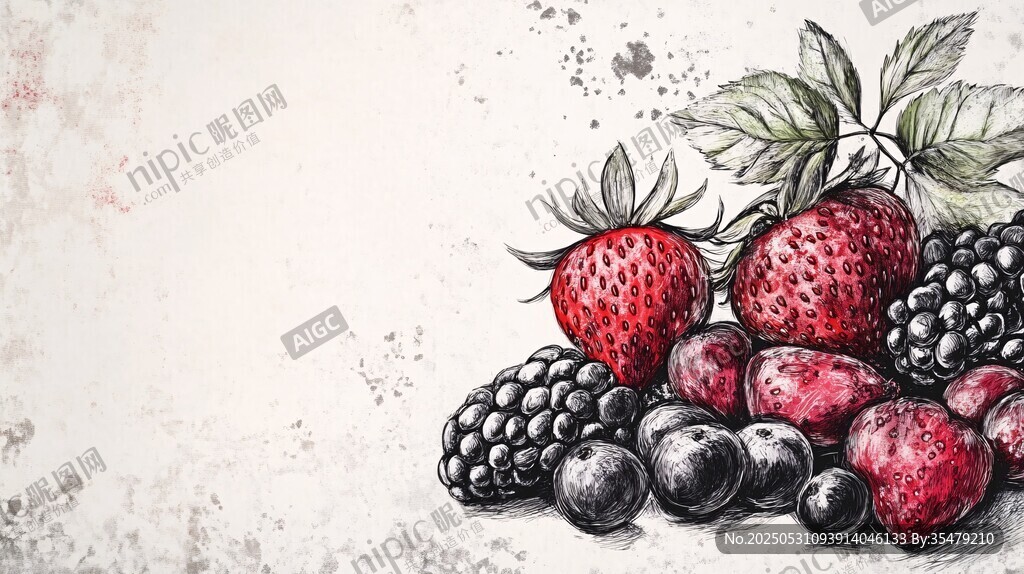 手繪風(fēng)多彩漿果插畫
