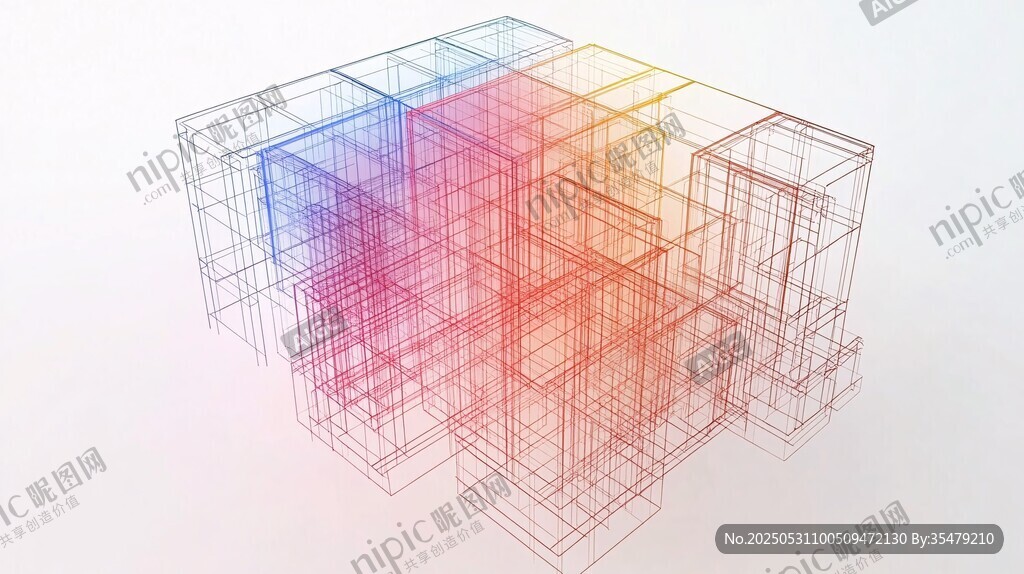 多彩線框立體建筑模型
